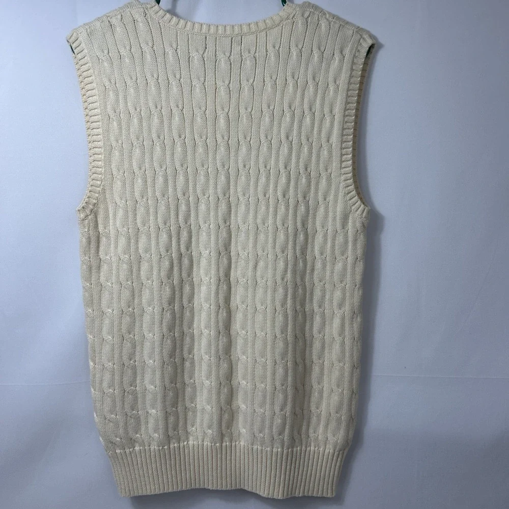 Polo Ralph Lauren Boys XL 18-20 Cream Cotton Cable Knit V-Neck Sweater Vest Kids